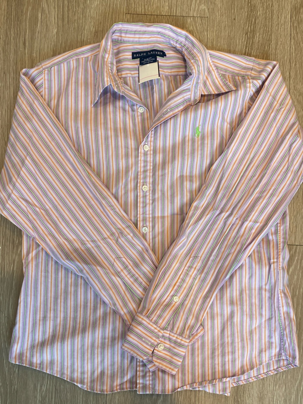 90s Ralph Lauren Black Label Button Up Dress Shirt Womens 10 Pink Purple Vintage